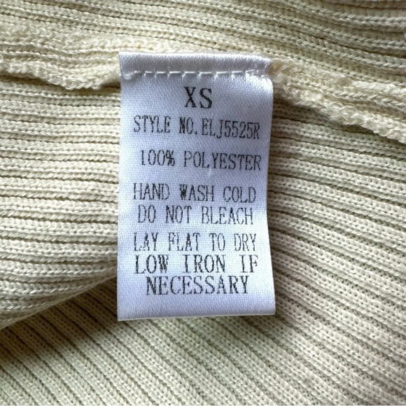 PEACH Two Tone Lightweight Olive Green & Cream Long Sleeve Cropped Sweater - XS - Picture 9 of 10